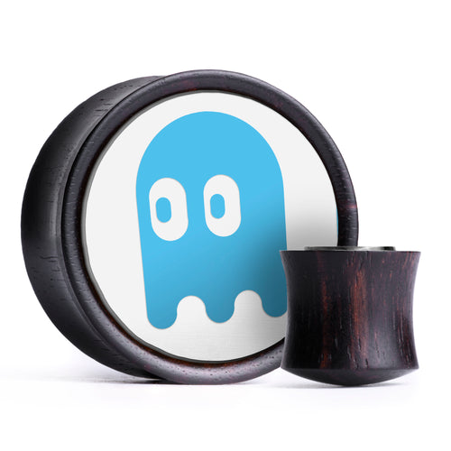 Inky Ghost Plug / Dehnstab - Hellblau & Weißes Inlay Ebenholz | Konvexe Doppelflare