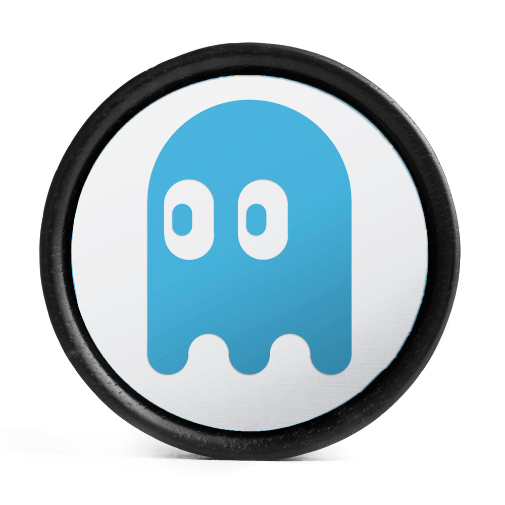 Inky Ghost Plug / Gauge - Light Blue & White Inlay Ebony Wood | Convex Double Flare - Lasered To Order In House At Custom Plugs HQ