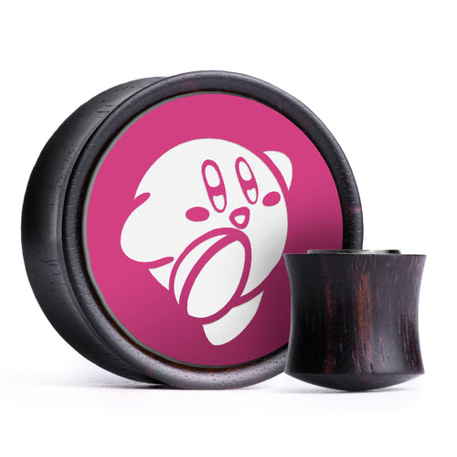 Kirby Plug / Gauge - Pink & White Inlay Ebony Wood | Convex Double Flare