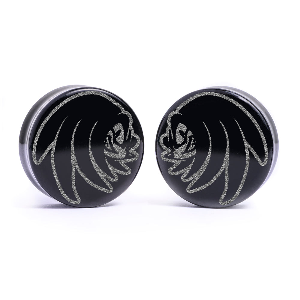 Knuckles Plug / Gauge - Black Glass | Flat Faced Double Flare - Lasered To Order In House At Custom Plugs HQ