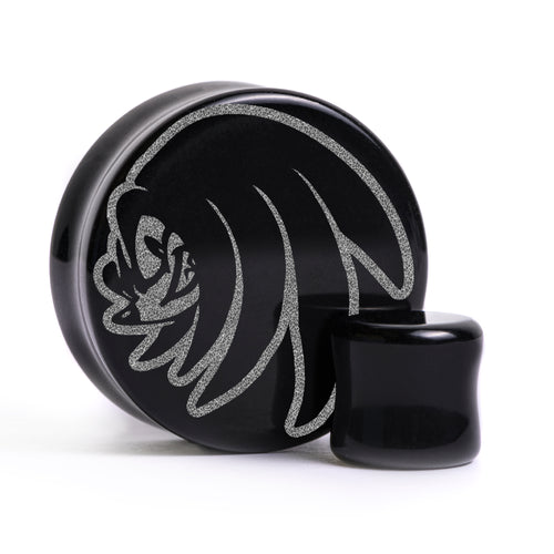 Knuckles Plug / Gauge - Schwarzes Glas | Flache Vorderseite, Double Flare