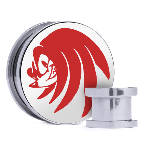 Knuckles - White & Red Inlay Steel Screw Back / Plug / Gauge