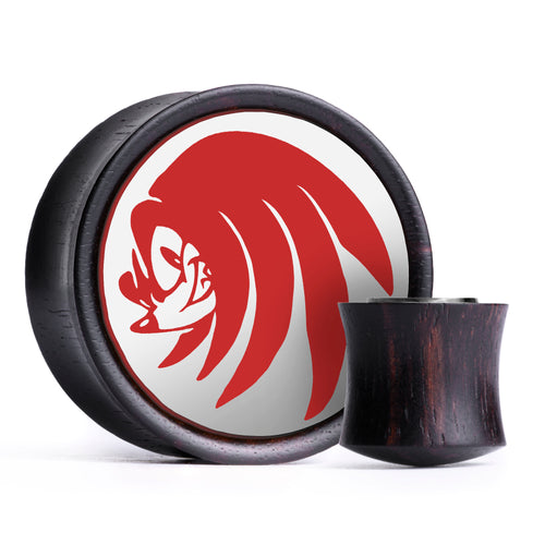 Knuckles Plug / Dehnstab - Weiß & Rot Einlage Ebenholz | Konvexe Doppelflare