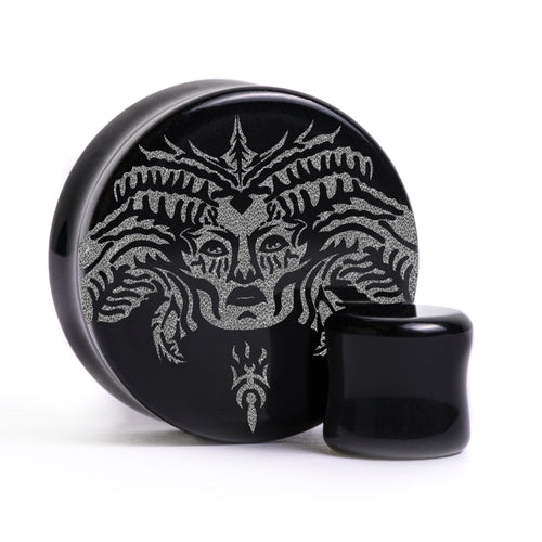 Lilith - Diablo Plug / Gauge - Black Glass | Flat Faced Double Flare