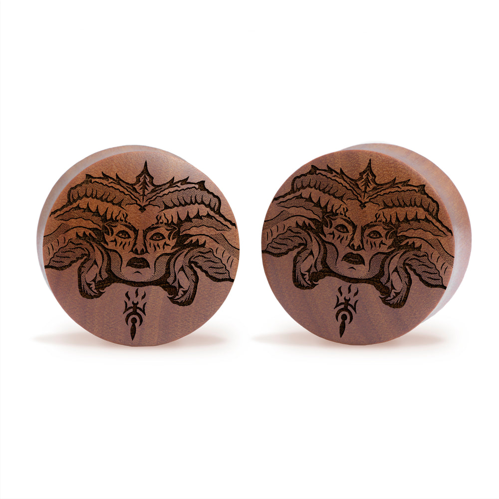 Lilith - Diablo Plug / Gauge - Saba Wood | Convex Double Flare - Lasered To Order In House At Custom Plugs HQ