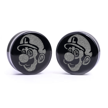 Luigi Plug / Gauge - Schwarzes Glas | Flache Vorderseite, Double Flare