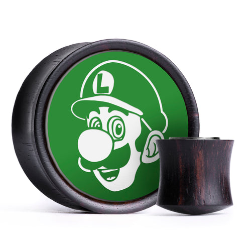 Luigi Plug / Dehnstab - Grün & Weiß Einlage Ebenholz | Konvexe Doppelflare