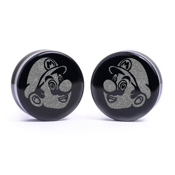 Mario Plug / Gauge - Black Glass | Flat Faced Double Flare