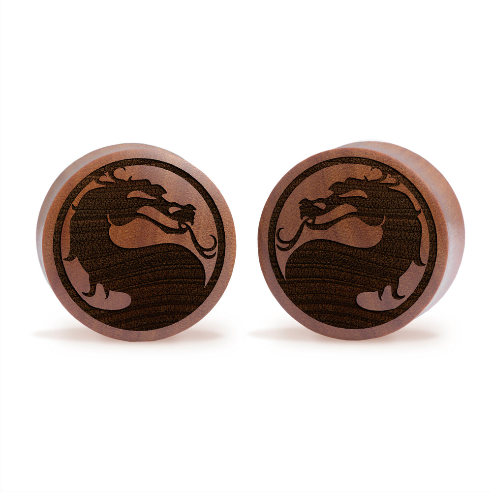 Mortal Kombat Logo Plug / Gauge - Saba Holz | Konvexer Doppel Flare