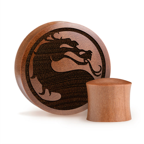 Mortal Kombat Logo Plug / Gauge - Saba Wood | Convex Double Flare