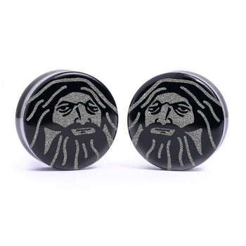 Seigaiha Pattern Plug / Gauge - Clear Glass | Flat Faced Double Flare