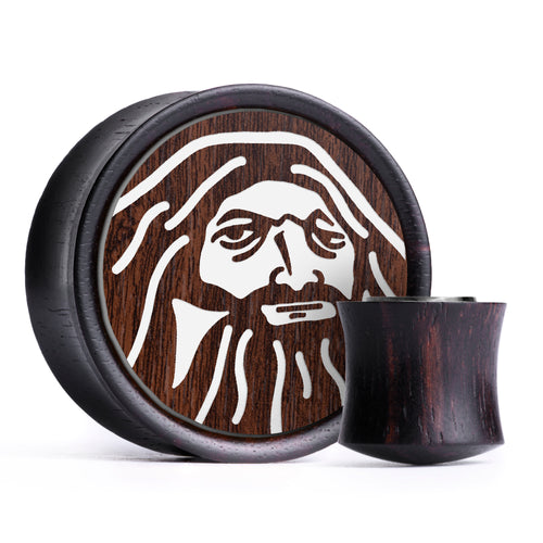 PS1 Hagrid Plug / Gauge - Walnut & White Inlay Ebony Wood | Convex Double Flare