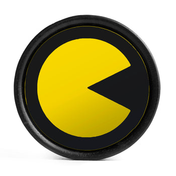 Pac-Man Plug / Dehnstab - Gelb & Schwarz Einlage Ebenholz | Konvexer Doppel-Flare