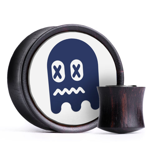 Pac-Man verängstigter Geist Plug / Tunnel - Blau & Weiß Einlage Ebenholz | Konvexer Double Flare