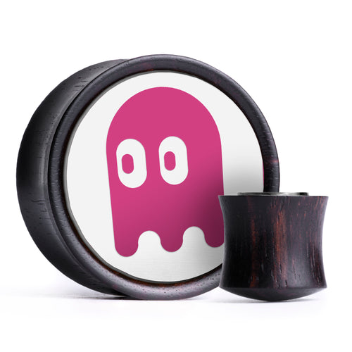 Pinky Ghost Plug / Dehnstab - Pink & Weiß Einlage Ebenholz | Konvexe Doppelflare