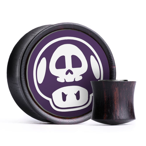 Giftpilz Plug / Dehnstab - Lila & Weißes Inlay Ebenholz | Konvexe Double Flare