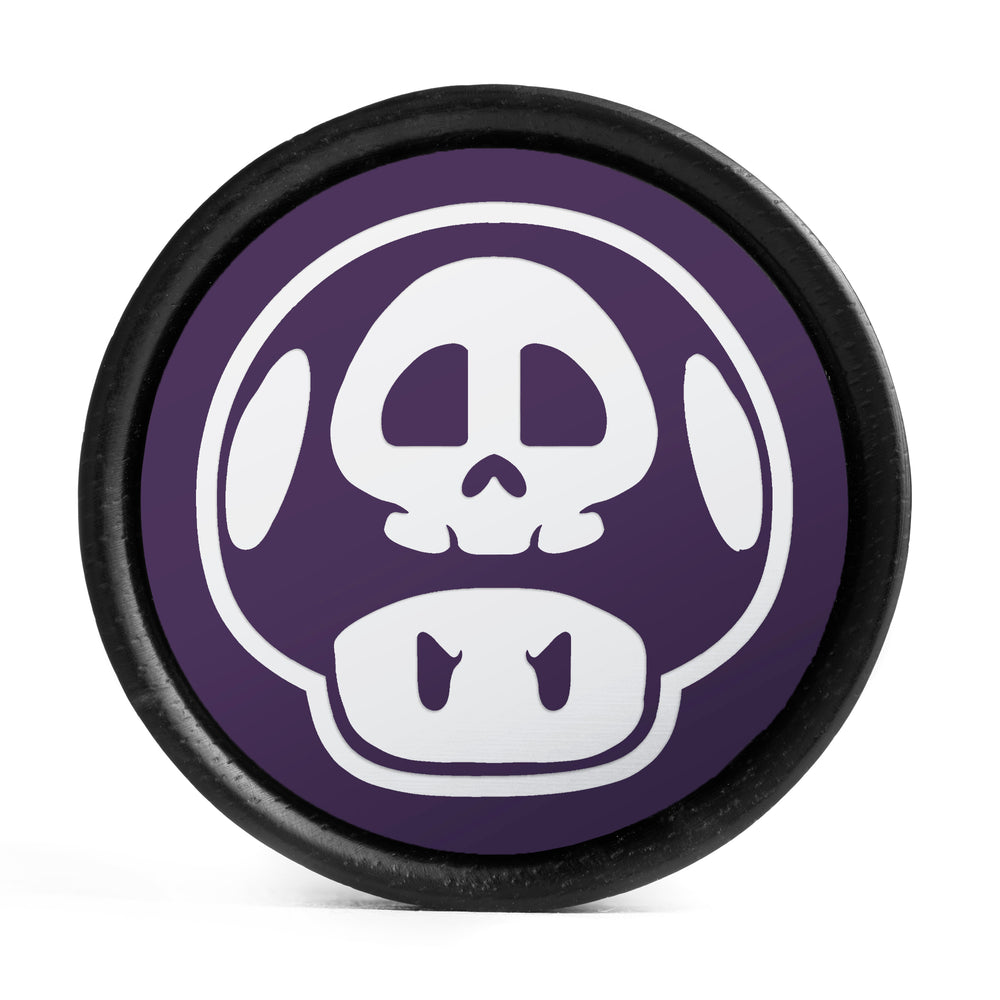 Poison Mushroom Plug / Gauge - Purple & White Inlay Ebony Wood | Convex Double Flare - Lasered To Order In House At Custom Plugs HQ