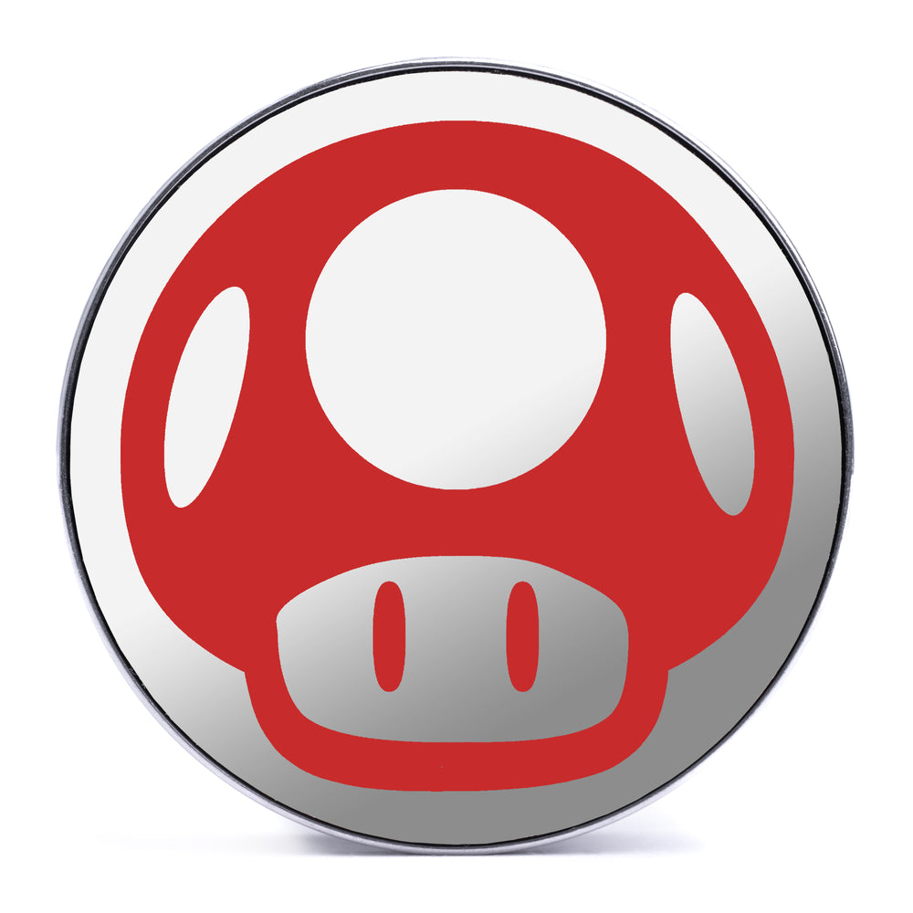 Super Mushroom - White & Red Inlay Steel Screw Back / Plug / Gauge - Lasered To Order In House At Custom Plugs HQ