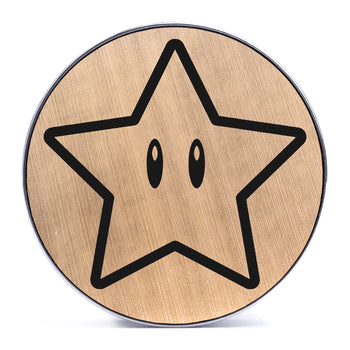 Power Star - Brushed Gold & Black Inlay Steel Screw Back / Plug / Gauge