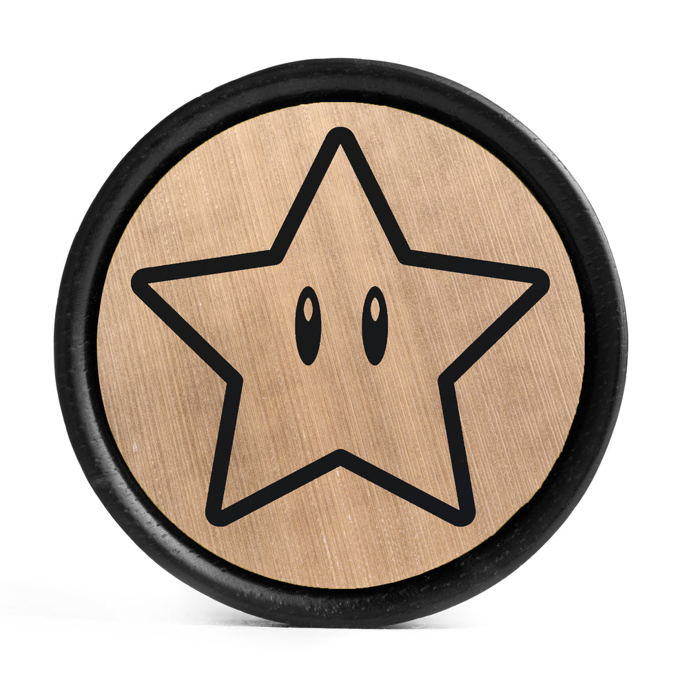 Power Star Plug / Messgerät - Gebürstetes Gold & Schwarzes Einlage Ebenholz | Konvexe Doppelflare