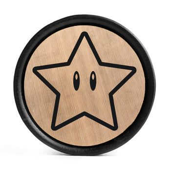 Power Star Plug / Messgerät - Gebürstetes Gold & Schwarzes Einlage Ebenholz | Konvexe Doppelflare