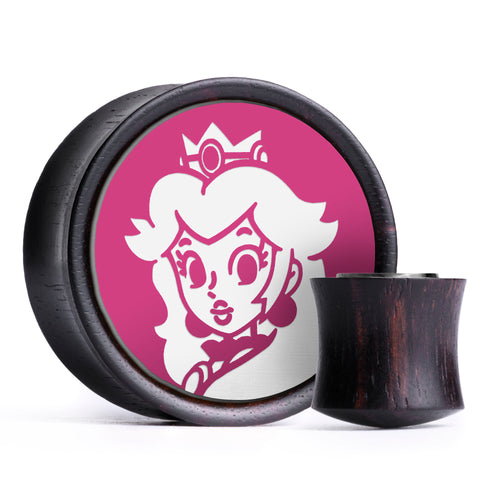 Shrek Plug / Dehnungsstab - Grün & Weiß Einlage Ebenholz | Konvexer Doppel-Flare