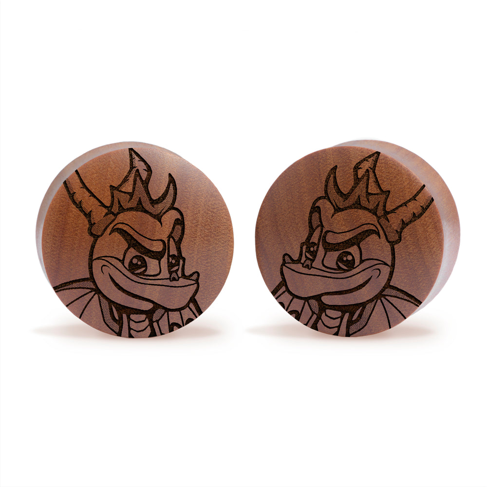 Spyro The Dragon Plug / Gauge - Saba Wood | Convex Double Flare - Lasered To Order In House At Custom Plugs HQ