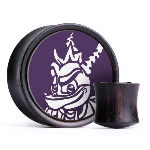 Spyro The Dragon Plug / Gauge - Purple & White Inlay Ebony Wood | Convex Double Flare