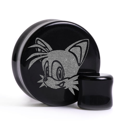 Tails Plug / Gauge - Black Glass | Flat Faced Double Flare