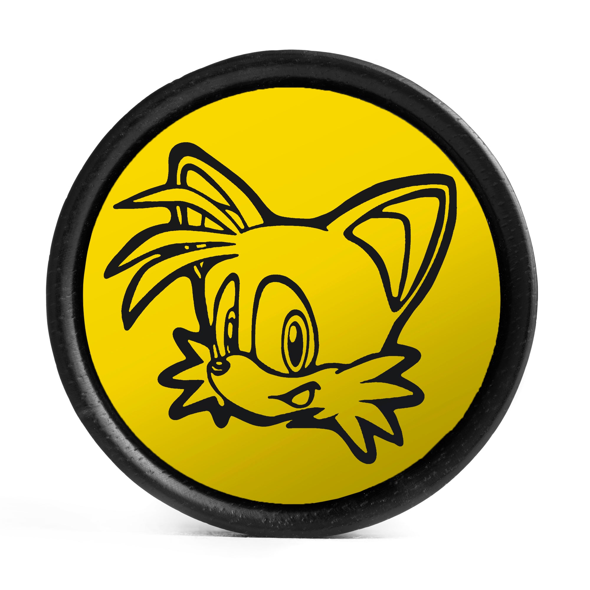 Tails Plug / Gauge - Yellow & Black Inlay Ebony Wood | Convex Double F ...
