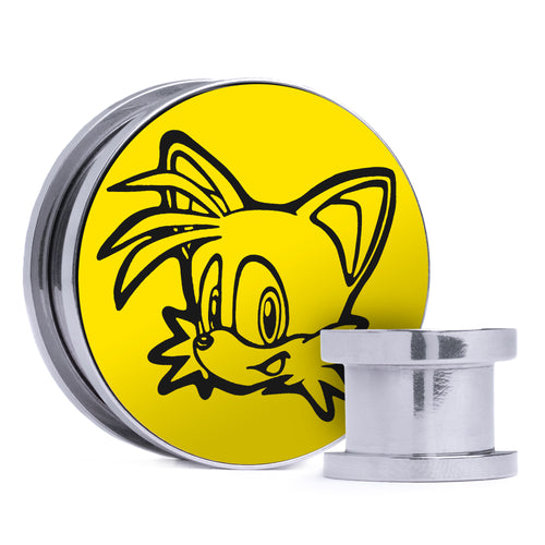 Tails - Yellow & Black Inlay Steel Screw Back / Plug / Gauge