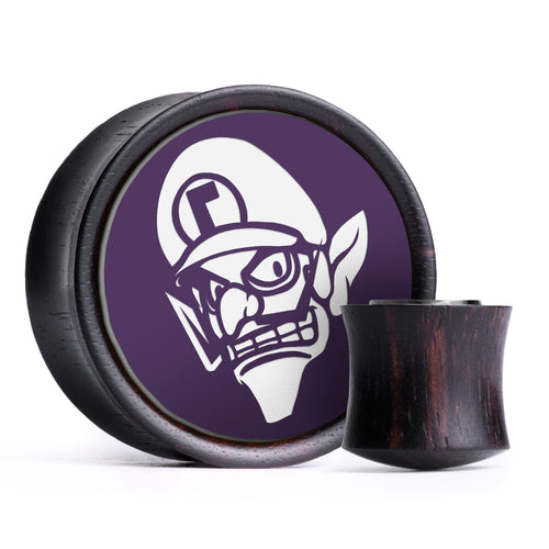 Waluigi Pilz Plug / Tunnel - Lila & Weißes Inlay Ebenholz | Konvexe Double Flare