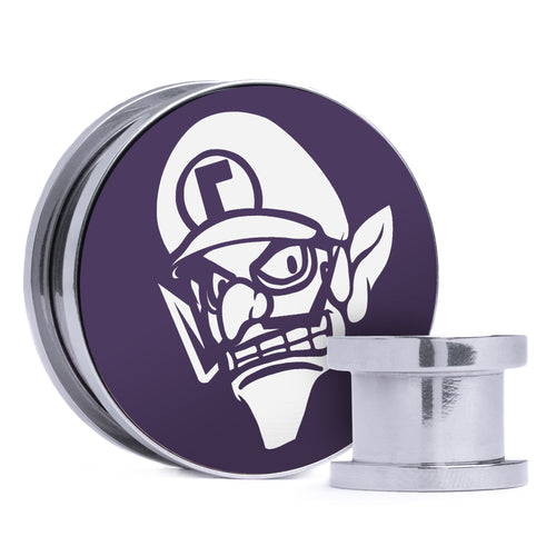 Waluigi - Purple & White Inlay Steel Screw Back / Plug / Gauge