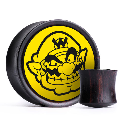 Wario Plug / Dehnstab - Gelb & Schwarz Einlage Ebenholz | Konvexer Doppel-Flare