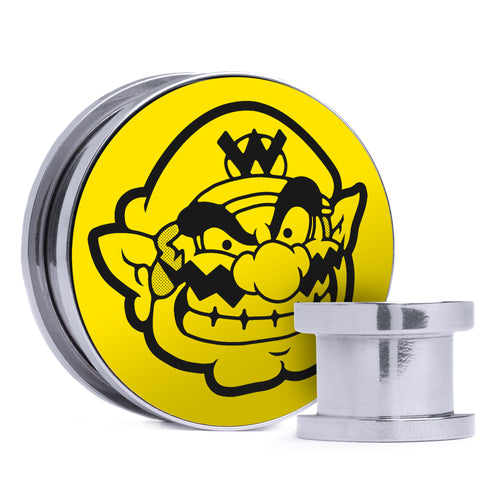 Wario - Yellow & Black Inlay Steel Screw Back / Plug / Gauge