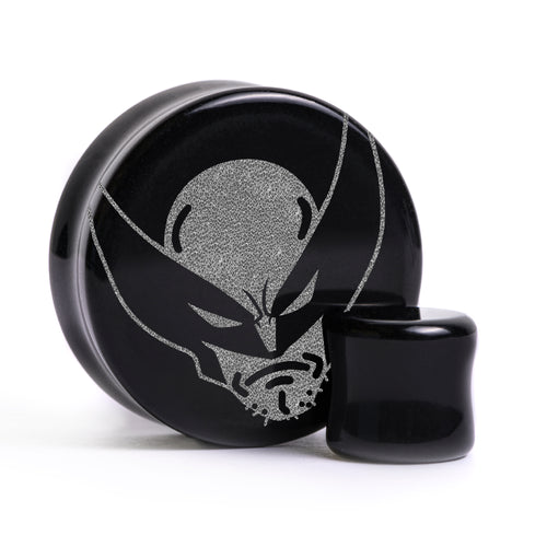 Wolverine Plug / Gauge - Black Glass | Flat Faced Double Flare