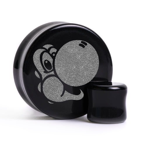 Yoshi Plug / Gauge - Black Glass | Flat Faced Double Flare