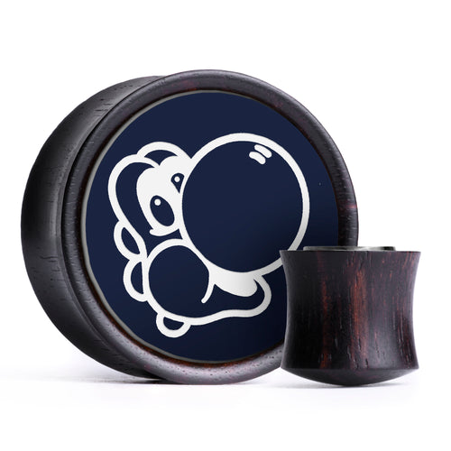 Yoshi Plug / Gauge - Blue & White Inlay Ebony Wood | Convex Double Flare