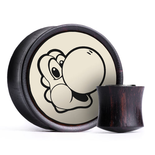 Yoshi Plug / Gauge - Ivory & Black Inlay Ebony Wood | Convex Double Flare