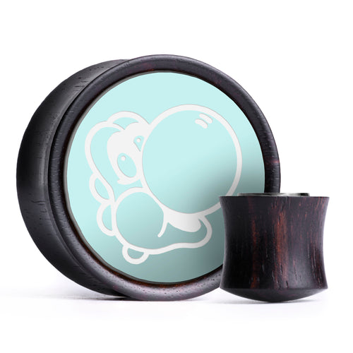 Yoshi Plug / Gauge - Ice Blue & White Inlay Ebony Wood | Convex Double Flare