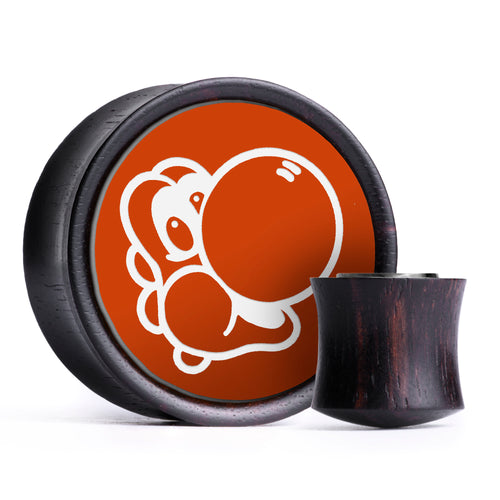 Yoshi Plug / Gauge - Orange & White Inlay Ebony Wood | Convex Double Flare
