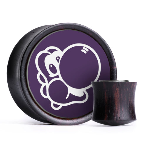 Yoshi Plug / Gauge - Purple & White Inlay Ebony Wood | Convex Double Flare