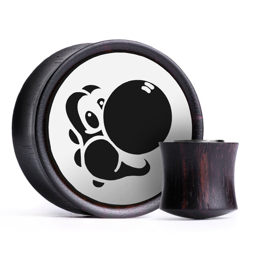 Yoshi Plug / Gauge - White & Black Inlay Ebony Wood | Convex Double Flare