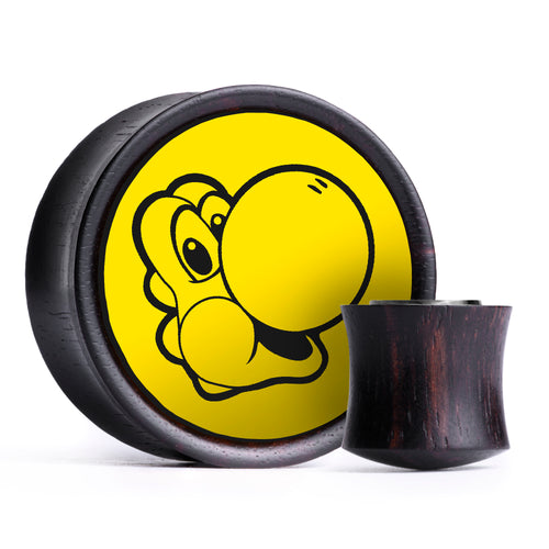Yoshi Plug / Gauge - Yellow & Black Inlay Ebony Wood | Convex Double Flare