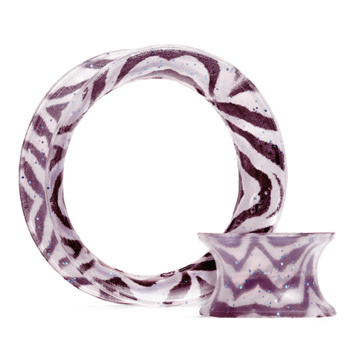 Glitter Zebra Eyelet Silicone Ear Tunnel