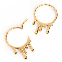 Pendants d'oreille dégoulinants en acier doré - Paire