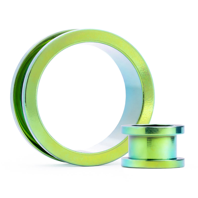 Tunnel d'oreille en acier inoxydable à visser vert