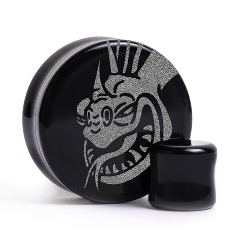 Barf & Belch Plug / Gauge - Black Glass | Flat Faced Double Flare
