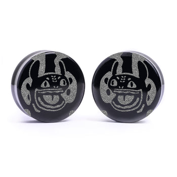 WSS Emblem Plug / Gauge - Black Glass | Flat Faced Double Flare