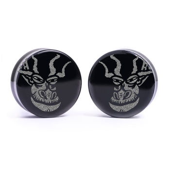 WSS Emblem Plug / Gauge - Black Glass | Flat Faced Double Flare